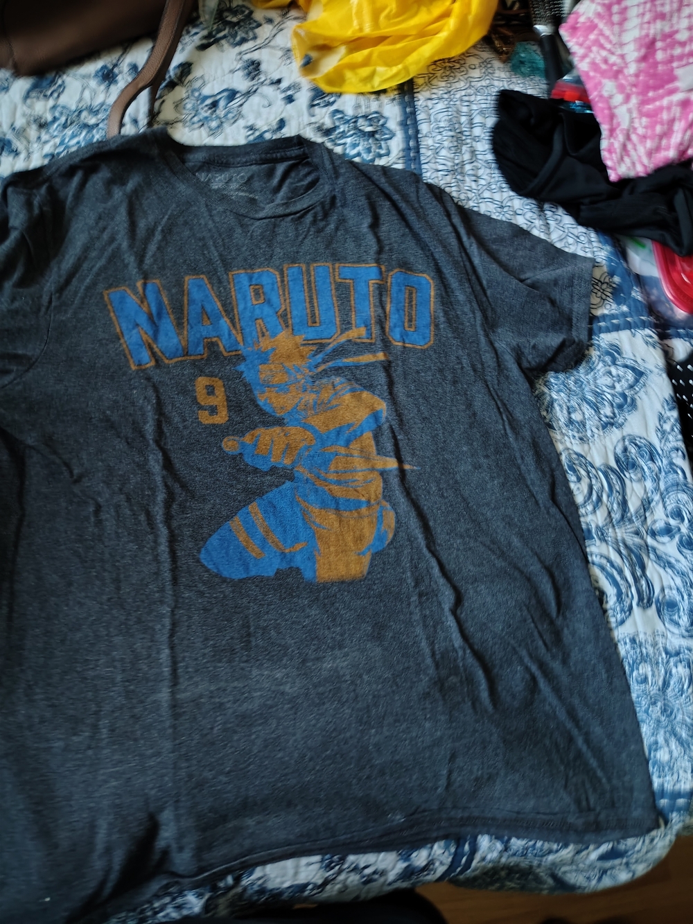 Anime Naruto 9 Large T-Shirt Cotton Blend 2002 Shippuden Collection Blue Orange